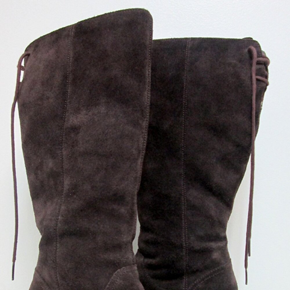 UGG Dawna Womens Size 7 Burgundy Suede Wedge Waterproof Boots Shoes